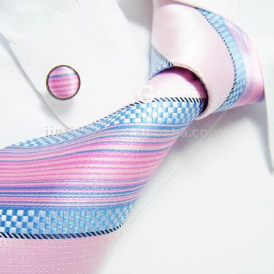  100% Woven Silk Necktie with Cuff Link (100% тканые шелковый галстук с ссылкой Каффа)