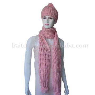  Knitted Hat and Scarf Set