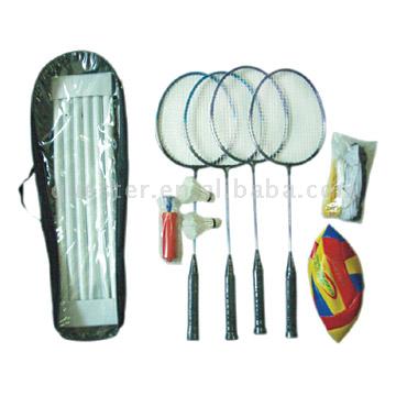 Badminton Set 4 Spieler mit Volleyball (Badminton Set 4 Spieler mit Volleyball)