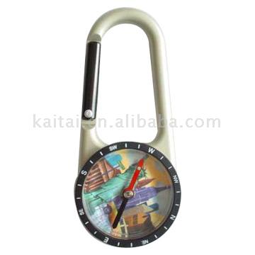 Aluminium-Karabiner Schlüsselanhänger mit integriertem Kompass (Aluminium-Karabiner Schlüsselanhänger mit integriertem Kompass)