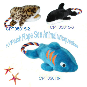  10" Plush Sea Animal Rope Pet Toys (10 "Plush морского зверя Веревка с игрушками для животных)