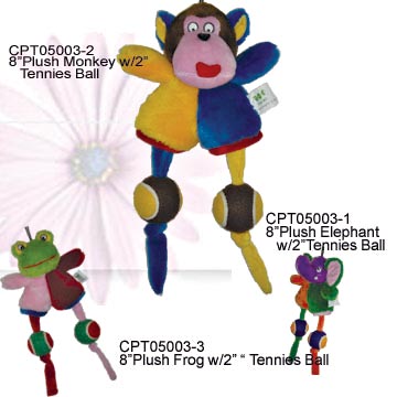  8" Plush Pet Toys with Tennis Ball (8 "en peluche jouets pour animaux familiers avec Tennis Ball)