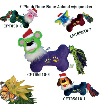  7" Plush Rope Animal Bone Body Pet Toys ( 7" Plush Rope Animal Bone Body Pet Toys)