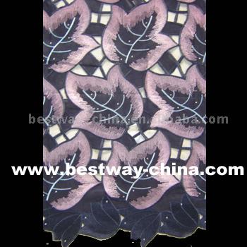  African Hand-Cut Voile Lace with Metallic Thread (Afrique taillé à la main Voile dentelle avec Metallic Thread)