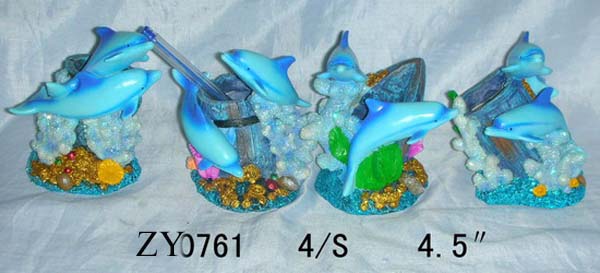 Polyresin Dolphin with Pencil Vase