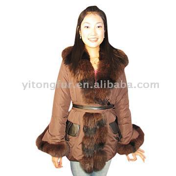  Padded Coat with Fox Fur Trim
