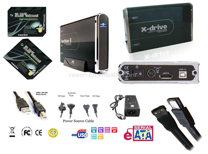  3.5" USB2.0 & Esata Combo Aluminum External HDD Enclosure ( 3.5" USB2.0 & Esata Combo Aluminum External HDD Enclosure)
