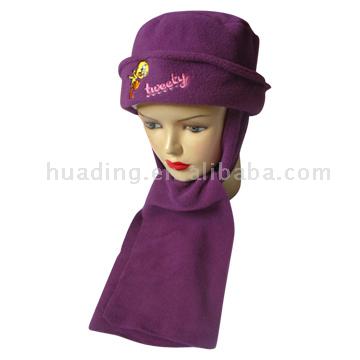  Fleece Hat with Scarf