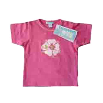  Girl`s Single Jersey S/S T-Shirt with Bulb Printing (Single Jersey Girl`s S / S T-Shirt avec Pose d`impression)