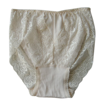  Ladies` Single Jersey Briefs with Lace (Ladies `Single Briefs Jersey avec dentelle)