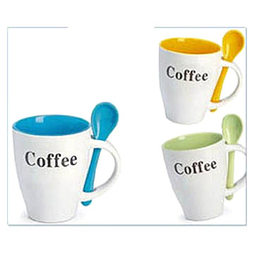  Ceramic Cups With Spoon (Tasses en céramique avec cuillère)