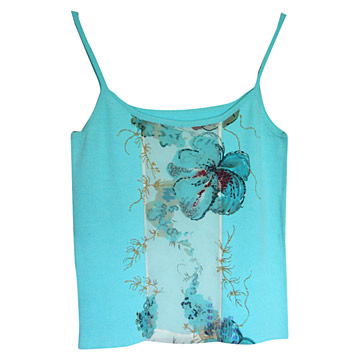  Bead-Embroidered and Printed Tank Top