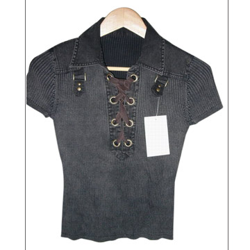  Ribing Half Sleeved Causal Wear