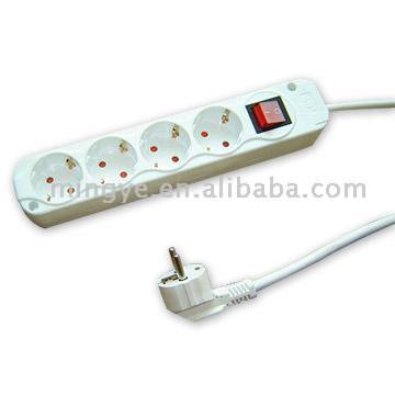  4-Way Germany Socket with Luminous Switch