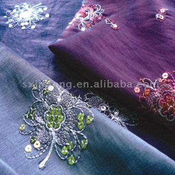  3-Tone Embroidery With Spangle On N/P Taffeta