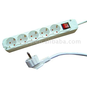  5-Way Germany Socket with Luminous Switch ( 5-Way Germany Socket with Luminous Switch)