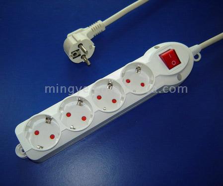  6-Way Germany Socket with Luminous Switch ( 6-Way Germany Socket with Luminous Switch)