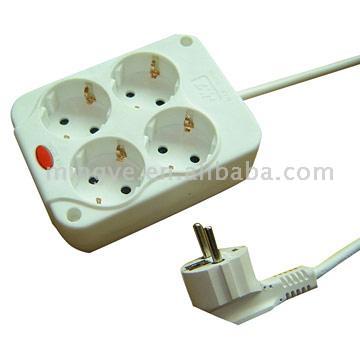  4-Way Square Germany Socket With Luminous Indicator (4-Way ², l`Allemagne socket avec indicateur lumineux)