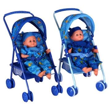 blue toy pushchair