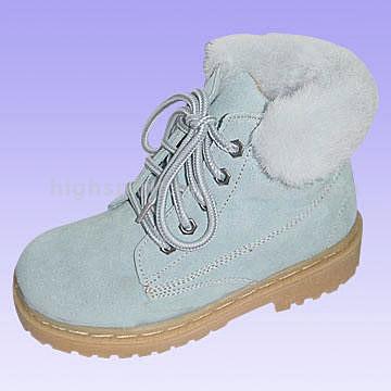 Children`s Suede Short Boot with Gum-Colored TPR Outsole