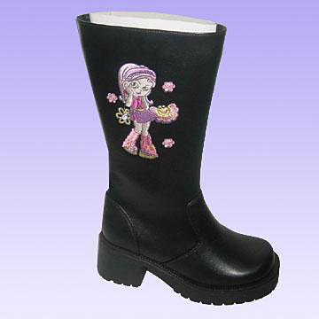  Girl`s PU Boots with Lovely Pattern ()
