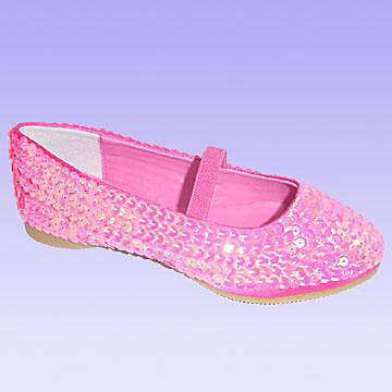  Girl`s Satin Shoes Decorated with Sequins on the Upper (Girl`s атласная обувь декорированная блестками на Верхнем)