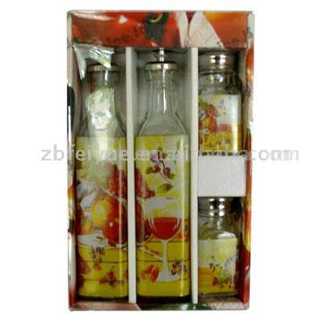  4pc Glass Condiment Set ( 4pc Glass Condiment Set)