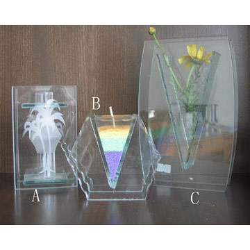  Glass Sheet Candle Holders and Vases with Glass Stones ( Glass Sheet Candle Holders and Vases with Glass Stones)