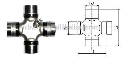  Universal Joint with 2 Plain and 2 Grooved Round Bearings