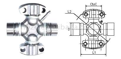  Universal Joint with 2 Wings and 2 Grooved Round Bearings