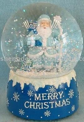  100mm Blue Dressed Santa Christmas Snow Globe (100mm blau gekleidet Santa Weihnachten Schneekugel)