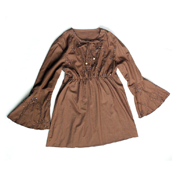Baumwoll-Kleid mit Stickerei und Pailletten (Baumwoll-Kleid mit Stickerei und Pailletten)