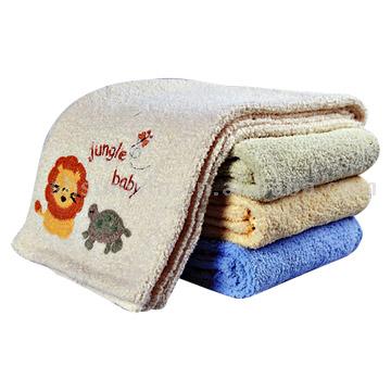 Mikrofaser Knit Babytuch W / Hand Crocheted Applikationen (Mikrofaser Knit Babytuch W / Hand Crocheted Applikationen)