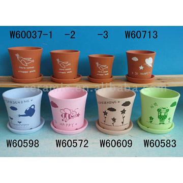  Ceramic Hand Painted Flower Pots