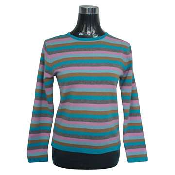  Ladies` Striped Round Collar Pullover ( Ladies` Striped Round Collar Pullover)