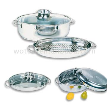  Stainless Steel Oval Roaster with Aroma Lid