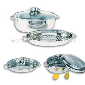  Stainless Steel Oval Roaster with Aroma Lid (Нержавеющая сталь Жаровня овальная с ароматом крышки)