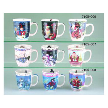  14oz. Decaled Stoneware Mugs (14 oz Decaled Grès Mugs)