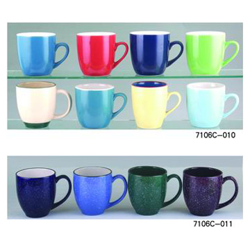 14oz. Color Glazed Stoneware Mugs (14 oz Mugs en grès émaillé de couleur)