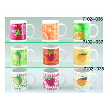  11oz. Decaled Stoneware Mugs (11 oz Decaled Grès Mugs)