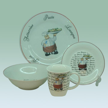  16pc Decaled Porcelain Dinner Set (16pc Decaled Porcelain Dinner Set)
