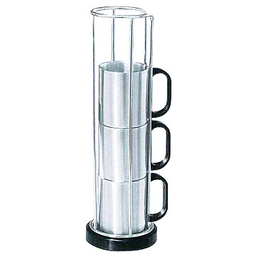  Stainless Steel Coffee Cup Set (with Rack) ( Stainless Steel Coffee Cup Set (with Rack))