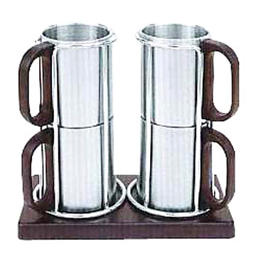  Stainless Steel Coffee Cup Set (with Rack) ( Stainless Steel Coffee Cup Set (with Rack))