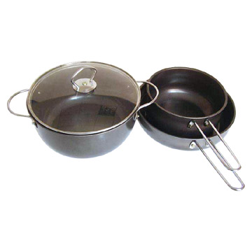  3pc Nonstick Steel Wok Set