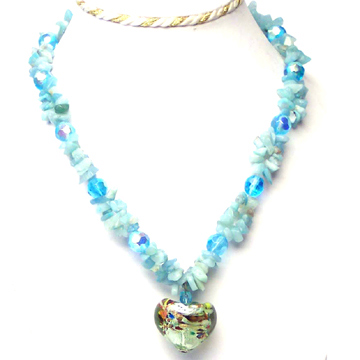  Glass Beads With Natural Stone Necklace