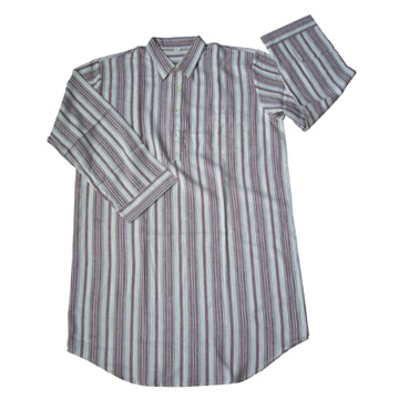  Men`s Cotton Yarn-Dyed Nightshirt ( Men`s Cotton Yarn-Dyed Nightshirt)