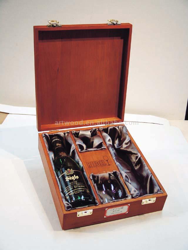 Wein Holzbox Für 2 Ottles und 2 Tassen (Wein Holzbox Für 2 Ottles und 2 Tassen)