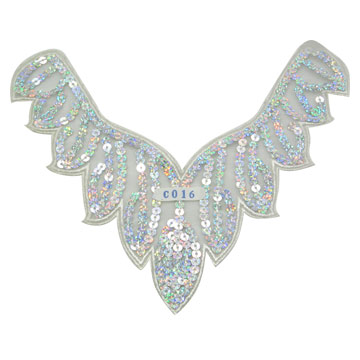  Spangle Embroidered Organza Applique ( Spangle Embroidered Organza Applique)