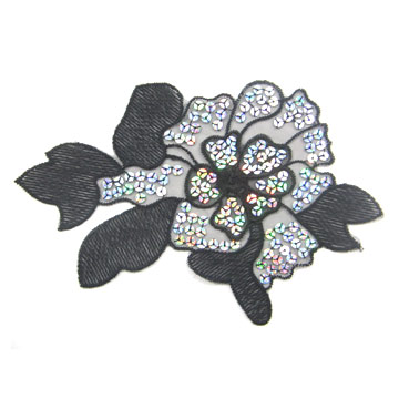  Spangle Embroidered Organza Applique ( Spangle Embroidered Organza Applique)