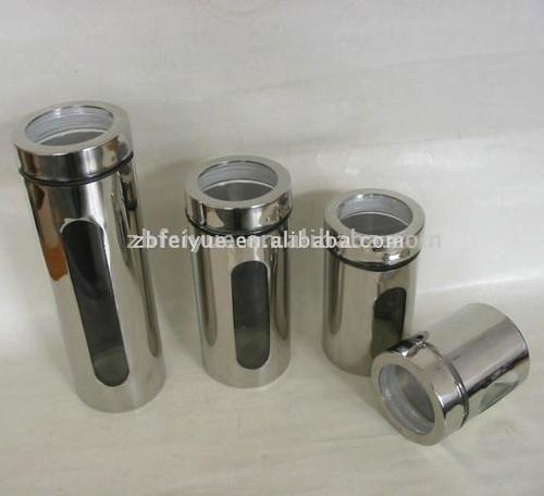  4pc Glass Storage Jars with Metal Coating (4pc de rangement en verre bocaux avec Metal Coating)